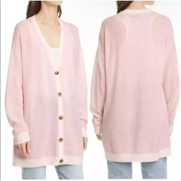 Women’s ATM Oversized Cardigan Cashmere Blend in Fragrance Pink, Size M, EUC - Picture 2 of 5
